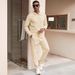 Men's Clothing New Men's Jacquard Long Sleeved Trousers Two Piece Suit Fashion Casual Sports Solid Color Suit Men's Clothing_viptrois.com