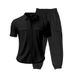 Men's Loose High End Hip Hop Workwear Sports Casual Trousers Linen Beach Short Sleeved Shirt Suit_viptrois.com