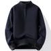Men's Fleece-Lined Half-Zip Sweater – Winter Thermal Pullover With Stand Collar (M-4XL, Navy/Beige/Gray/Black) | 70% Wool Blend For Extreme Warmth_viptrois.com