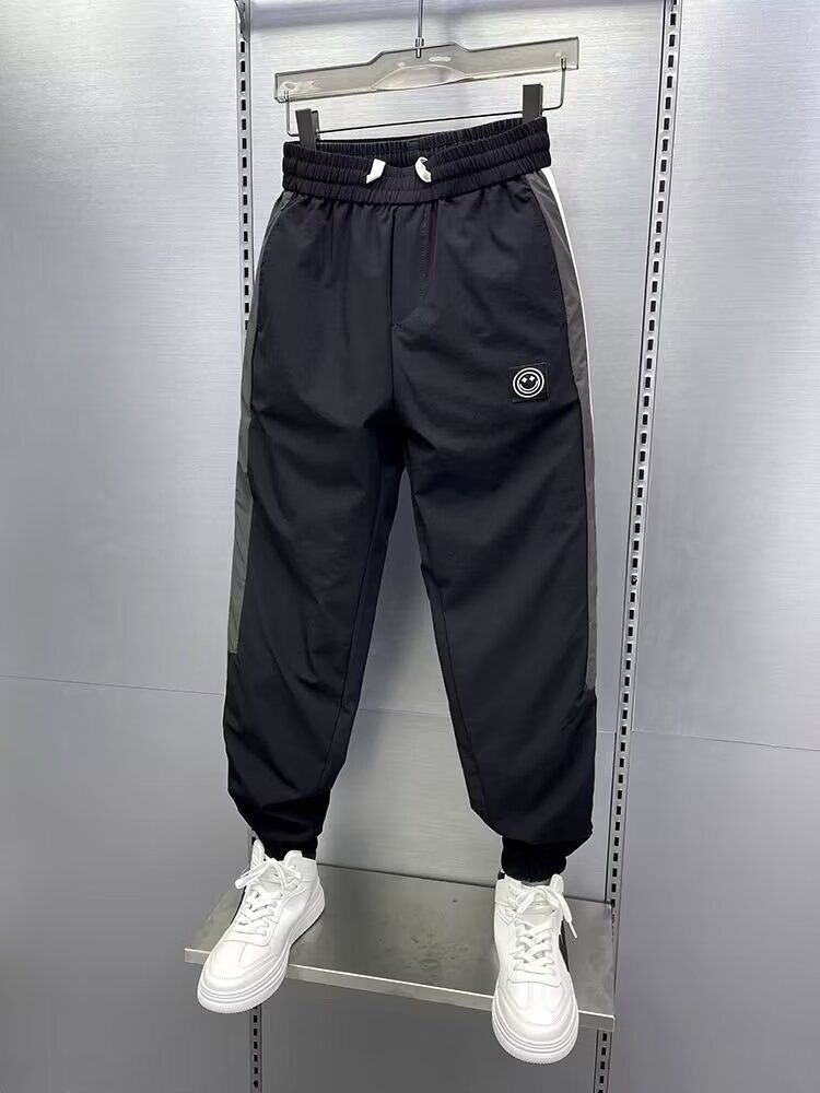 Men's Quick-Dry Jogger Pants Slim-Fit Streetwear Contrast Stitching Adjustable Drawstring Embroidered Design Active Wear_viptrois.com