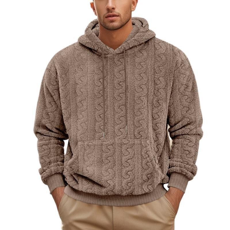 Men's Clothing European And American Men's Winter Plush Hooded Sweatshirt Warm Loose Casual Trendy Versatile Men's Jacket_viptrois.com