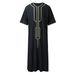 2025 Muslim Robe Men's New Ethnic Loose Casual V-Neck Mid Sleeve Jumpsuit_viptrois.com