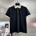 2025 Summer New Trendy Brand Striped Little Bee Embroidered Turn-Down Collar Polo Shirt Men's Slim Fit Business Casual_viptrois.com