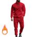 Men's Fleece-Lined Quarter-Zip Sweatshirt Set - Slim Fit Thermal Jogger Outfit For Fall & Winter_viptrois.com
