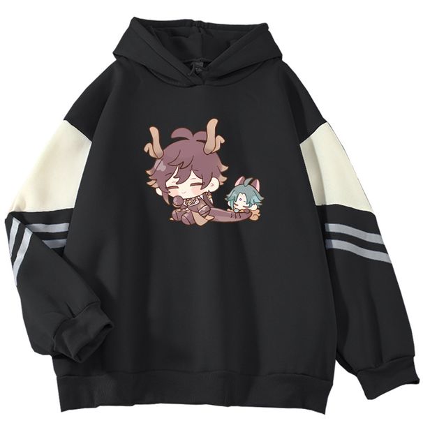 2024 Spring And Autumn Color Block High-End Cartoon Anime New Cool Internet Celebrity Long Sleeve Sweatshirt_viptrois.com