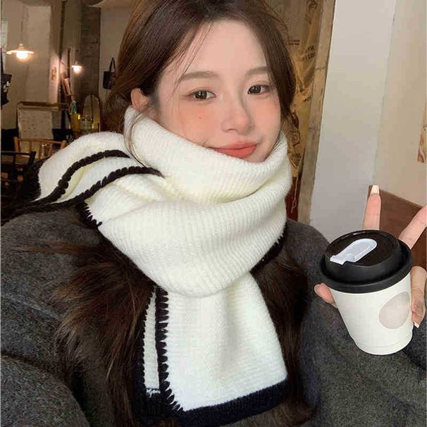 2024 New Small Fragrant White Scarf Women's Winter Atmosphere Korean Edition Thick Shawl Warm Woolen Neck for Men_viptrois.com