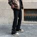 Men's Clothing High Street Vibe Style Zipper Slit Casual Pants Men Ins Trendy Brand Loose Straight Workwear Flared Trousers_viptrois.com