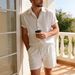 Men's Casual Vacation Beach Shirt Cross Border European American Style Versatile Short Sleeved Suit for Everyday Wear_viptrois.com