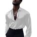 Men's Clothing Spring And Autumn New European And American Men's Solid Color Long Sleeve Shirt Home Leisure Silky Fashion Shirt Cross Border Men_viptrois.com