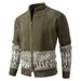 Men's Plus Size Retro Jacquard Zip-Up Knit Sweater With Stand Collar, Casual Pullover Cardigan For Winter, Fashionable & Comfortable_viptrois.com