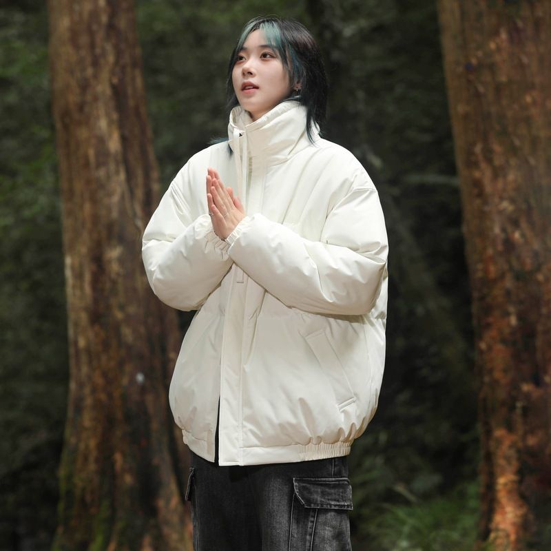 Large Size Stand-up Collar Cotton-padded Clothes For Men And Women, Down Cotton-padded Jackets, Loose And Thickened Cotton-padded Clothes_viptrois.com
