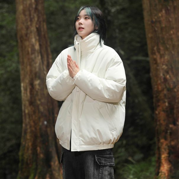 Large Size Stand-up Collar Cotton-padded Clothes For Men And Women, Down Cotton-padded Jackets, Loose And Thickened Cotton-padded Clothes_viptrois.com