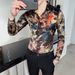 CT Four Seasons Stocking Hot Item Slim Fit Digital Floral Shirt Social Guy Long Sleeve Men's 2307_viptrois.com