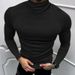 2023 Autumn Winter Long Sleeve T-Shirt Men's Solid Color High Neck Base Layer Undershirt Tee Top_viptrois.com
