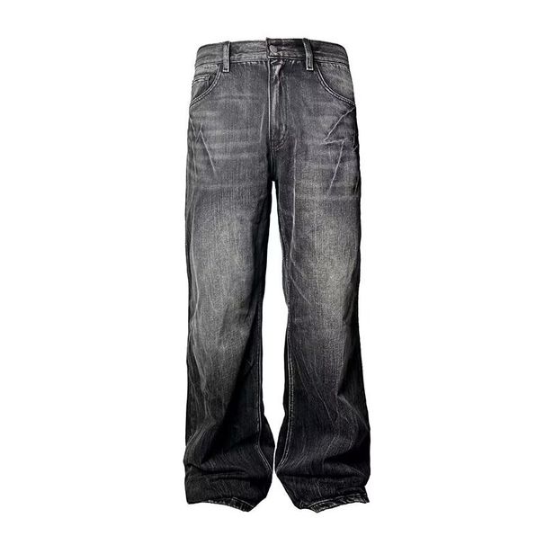 Lightning Pattern Washed Straight Bootcut Jeans Men's Design Slim Pants_viptrois.com