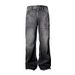 Lightning Pattern Washed Straight Bootcut Jeans Men's Design Slim Pants_viptrois.com