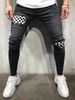 Man's clothing Men's hip hop tight fit ripped small legs Men's badge slim jeans trend_viptrois.com