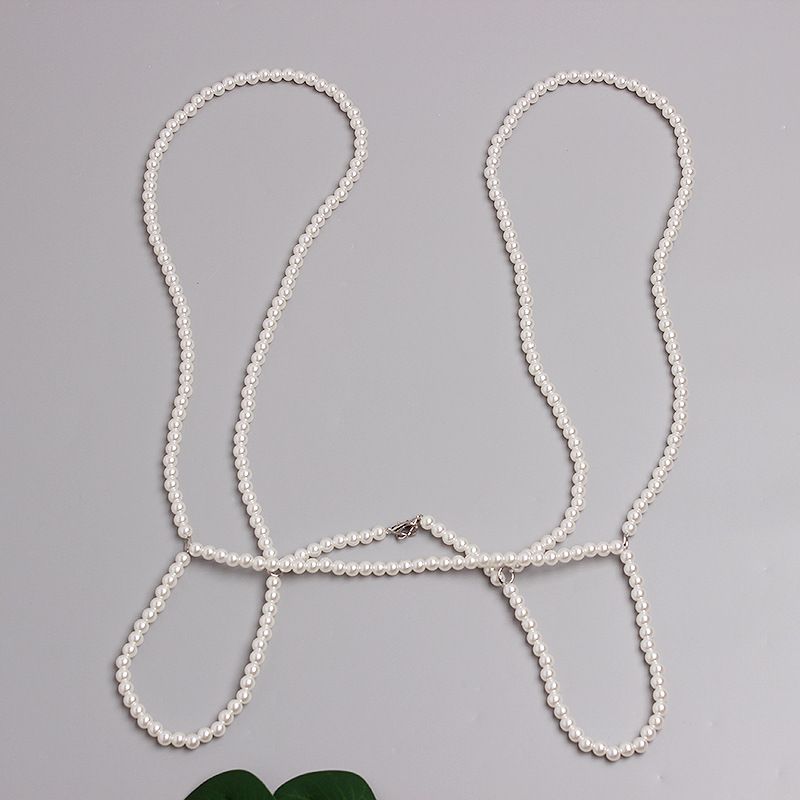 Net celebrity pearl suspender female ins beaded chain suspender chain vest decoration with skirt shirt accessories outer wear_viptrois.com