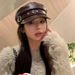 Autumn Women's PU Leather Buckle Star Beret High-end Style Large Head Circumference Face-slimming Navy Hat_viptrois.com