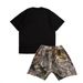 Men's Clothing Men's Summer Style Street Fashion Black Short Sleeved And Camouflage Shorts Suit_viptrois.com