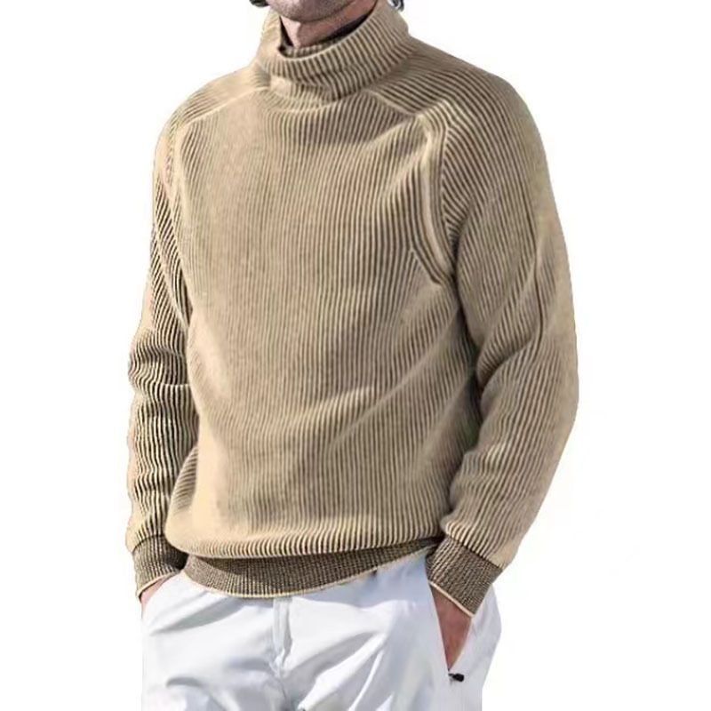 Men's High Neck Thermal Knit Sweater – Breathable, Anti-Bacterial, Long Sleeve Loose Fit Pullover For Winter (M/L/XL/XXL/XXXL, 10 Colors)_viptrois.com