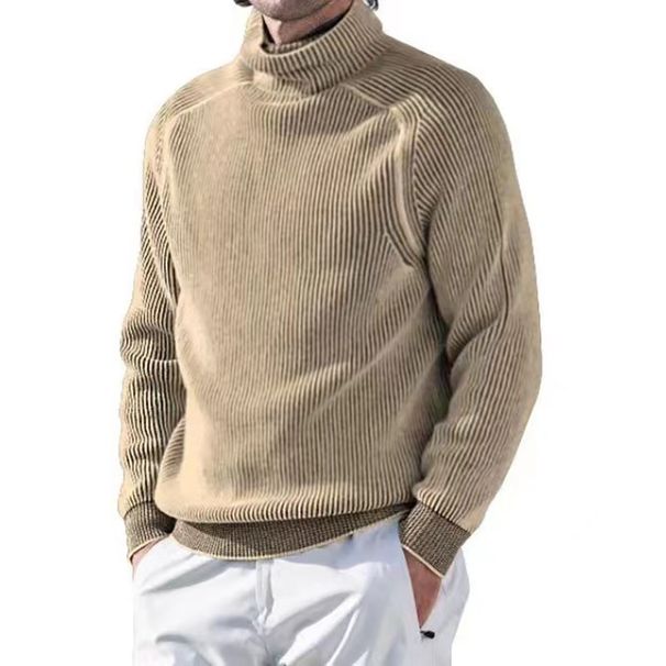 Men's High Neck Thermal Knit Sweater – Breathable, Anti-Bacterial, Long Sleeve Loose Fit Pullover For Winter (M/L/XL/XXL/XXXL, 10 Colors)_viptrois.com