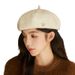 New Large Head Circumference Beret For Women 2024 Korean Version Simple Solid Color Autumn Winter Fashion Artistic_viptrois.com