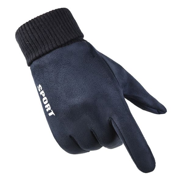 Apparel Accessories men's autumn and winter outdoor windproof plus velvet warm and long lock temperature half finger dew two finger riding gloves_viptrois.com