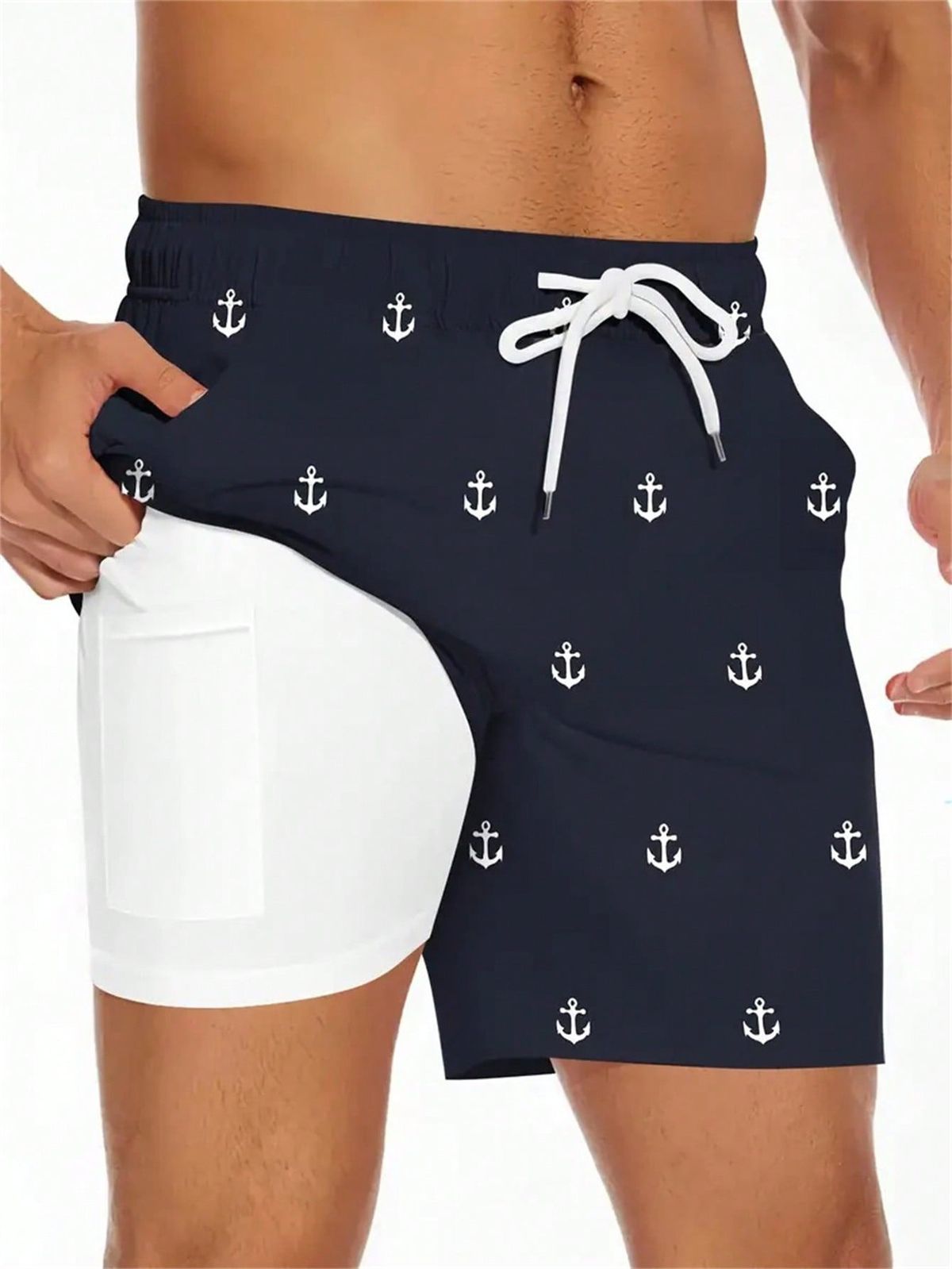 Men's Clothing Professional Hot Spring Quick Drying Anti Embarrassment Swimming Trunks Shorts Loose Boxer High Elastic Beach Pants_viptrois.com