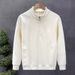 Men's Stand Collar Half-Zip Sweatshirt – Trendy Minimalist Pullover With Long Sleeves (M-3XL, White/Black)_viptrois.com