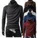 Men's Slim Fit Stacked Neck Knit Tee - Breathable Cotton Blend Long Sleeve Shirt, Minimalist Korean Style Basic Top_viptrois.com