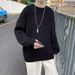 New casual regular winter round neck lazy style solid color sweater men's loose long sleeved youth_viptrois.com