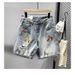 Men's Retro Distressed Straight Leg Denim Shorts Casual Loose Fitting Wide Leg Mid Length Pants Trendy Versatile Summer Wear_viptrois.com