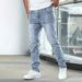 Cross-Border Hot-Selling Stretch Casual Solid Color Jeans Slim Fit Versatile Black Gray Dark Blue Men's Long Pants_viptrois.com