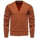 Men's V-Neck Knit Sweater Jacket - Fleece-Lined Slim Fit Cardigan For Casual & Office Wear Trendy Fashion_viptrois.com