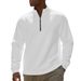 Men's Fleece-Lined Solid Color Stand Collar Pullover Sweatshirt - Warm Long Sleeve Casual Top For Autumn & Winter_viptrois.com
