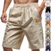 Men's Solid Color Linen Shorts Large Size Breathable Summer Beach Sports Leisure Loose Fit_viptrois.com
