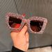 European And American Personality Candy Color Lens Large Frame Polygonal Sunglasses For Women Luxury Rhinestones Net Celebrity Style Catwalk Sunglasses_viptrois.com