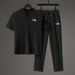 Men's Short-Sleeved Light Breathable Custom-Woven Seersucker T-Shirt Suit _viptrois.com