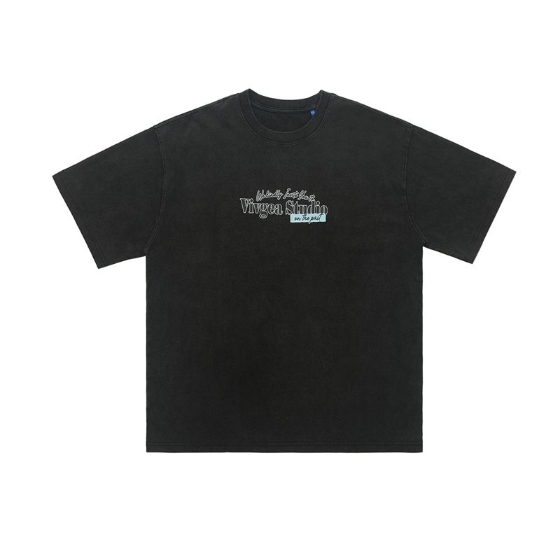 American Style 300G Washed Vintage Loose Short Sleeve T-Shirt Unisex Couple Versatile Top_viptrois.com