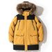 Korean Style Thickened White Goose Down Parka For Men, Long Length Hooded Coat With Fur Collar, Unisex Winter Jacket_viptrois.com