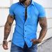 Men's Clothing Short Sleeved Shirt Leisure Solid Color Youth Trend Sports Thin Section Shirt_viptrois.com