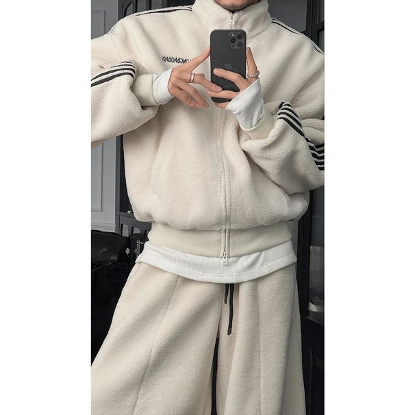 Autumn Winter New American Retro Sports Personality Old Money Style Trendy Versatile Stand Collar Jacket Loose Long_viptrois.com