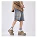 Men's Clothing Workwear Denim Shorts Men's High Street Fashion Straight Leg Fall Feeling Large Pocket Wide Leg Retro Cropped Trousers_viptrois.com