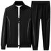 Men's Athletic Tracksuit Set – Breathable Polyester Zip-Up Hoodie & Joggers (L-7XL, Grey/Black/Red/White)_viptrois.com