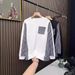 Pure Pure Striped Patchwork Sweatshirt Autumn 2024 New Trendy Brand Men's Round Neck Long Sleeve Base Shirt_viptrois.com