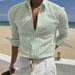 Men's Casual Striped Shirt – Long Sleeve Korean Style Lightweight Shirt | Business Casual & Everyday Wear_viptrois.com