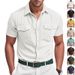 Men's New Summer Short-sleeved T-shirt Shirt Casual Loose Corduroy Workwear Heavyweight T-shirt_viptrois.com