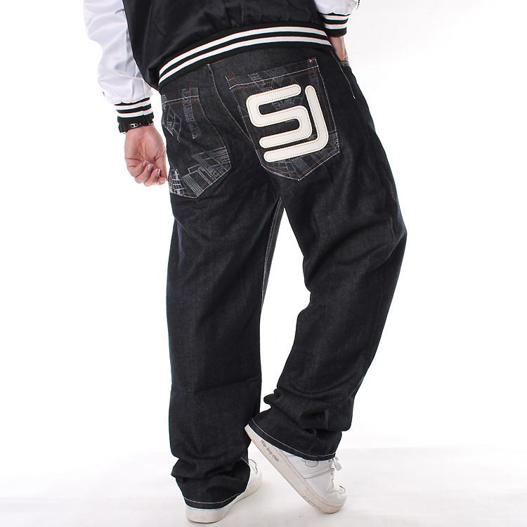 Men's Clothing Plus Size Plus Size Trousers Hip Hop Jeans Hiphop Hip Hop Print Loose Skateboard Pants_viptrois.com