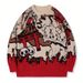 Men's Cartoon Jacquard Sweater - Oversized Casual Knit Pullover With Trendy Pattern, Comfortable Long Sleeve Crewneck For Streetwear_viptrois.com